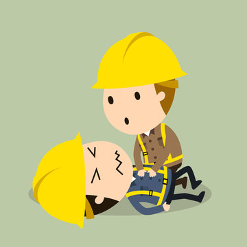 Have an emergency, Vector illustration, Safety and accident, Industrial safety cartoon