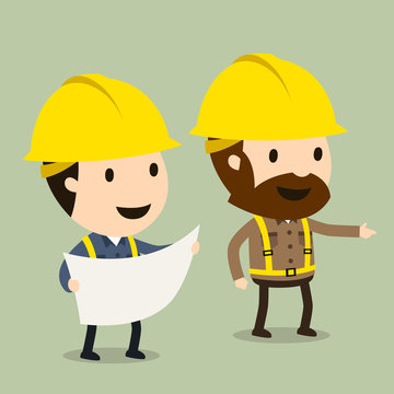 Construction Site Inspection, Vector illustration, Safety and accident, Industrial safety cartoon