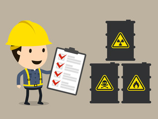 Material Safety Data Sheet (MSDS), Check list, Safety and accident, Industrial safety cartoon, Vector illustration