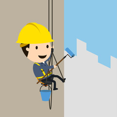 safe working the hang on rope, Vector illustration, Safety and accident, Industrial safety cartoon