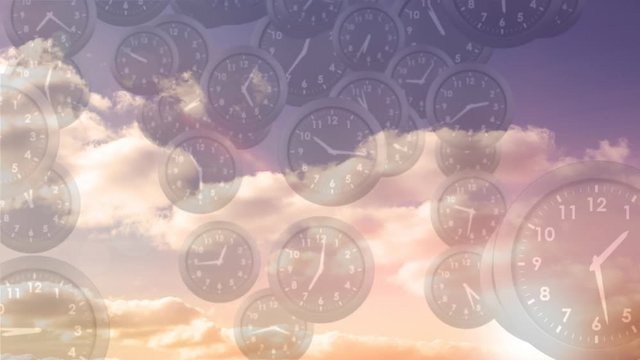 Sky filled with clocks
