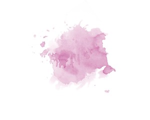 Watercolor painting in Pink color with brush splash technique isolate on white background