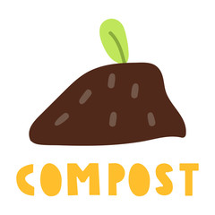 Compost. Hand drawn vector illustration  with lettering on white background.