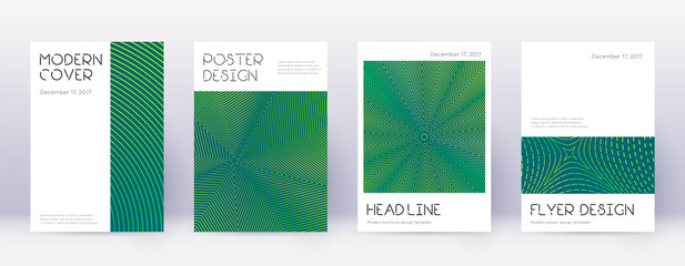 Minimal brochure design template set. Green abstra