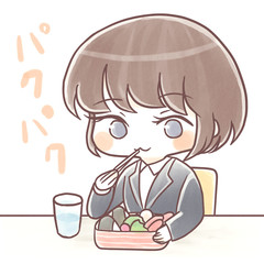 手描き風・昼食中の会社員