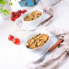 Kaszotto- polish food from buckwheat  with grilled chicken