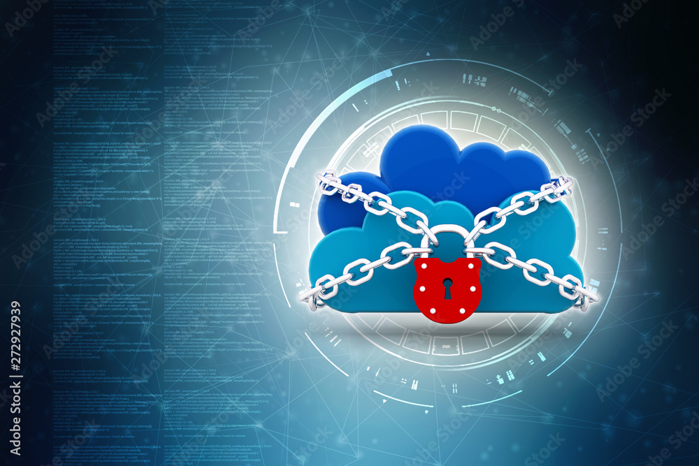 Poster 3d rendering cloud computing, security
