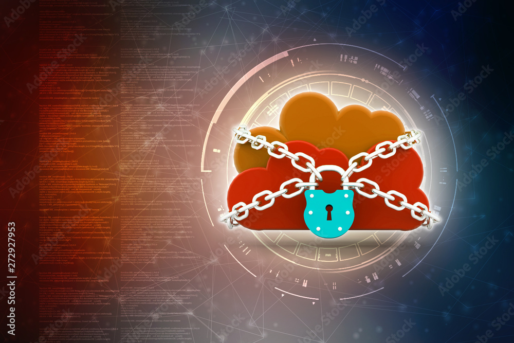 Poster 3d rendering cloud computing, security
