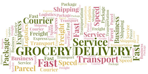 Grocery Delivery word cloud. Wordcloud made with text only.