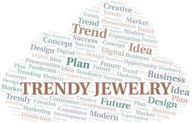 Trendy Jewelry word cloud. Wordcloud made with text only.