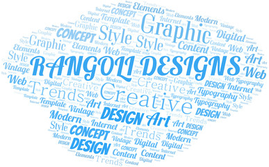 Obraz premium Rangoli Designs word cloud. Wordcloud made with text only.