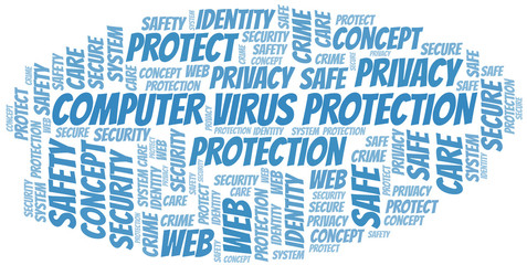 Obraz premium Computer Virus Protection word cloud. Wordcloud made with text only.