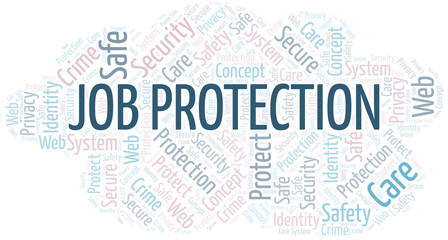 Obraz premium Job Protection word cloud. Wordcloud made with text only.
