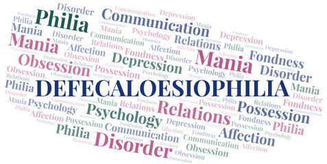 Defecaloesiophilia word cloud. Type of Philia.
