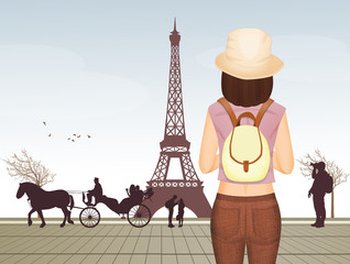 Fototapeta na wymiar tourist girl in Paris