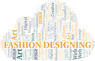 Fashion Designing word cloud. Wordcloud made with text only.