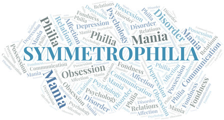 Symmetrophilia word cloud. Type of Philia.