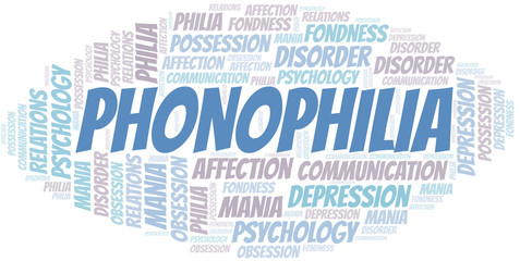 Phonophilia word cloud. Type of Philia.