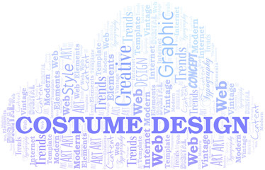 Obraz premium Costume Design word cloud. Wordcloud made with text only.