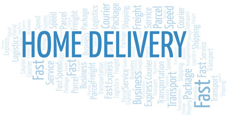 Fototapeta premium Home Delivery word cloud. Wordcloud made with text only.