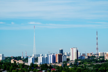 Before us is a view of one of the Central districts of the city of Perm. Early Sunny morning. Summer.