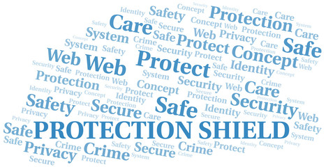 Fototapeta premium Protection Shield word cloud. Wordcloud made with text only.