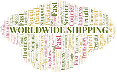 Fototapeta premium Worldwide Shipping word cloud. Wordcloud made with text only.