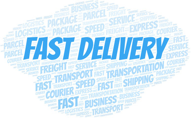 Fast Delivery word cloud. Wordcloud made with text only.