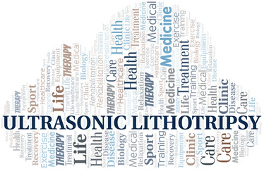 Obraz premium Ultrasonic Lithotripsy word cloud. Wordcloud made with text only.