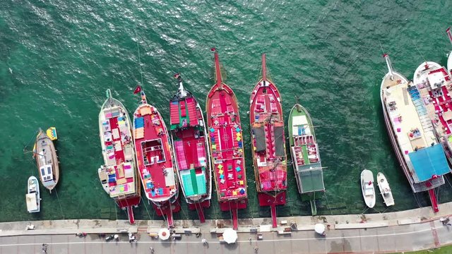 Image of magnificent boats on sea Didim/Aydın/Turkey