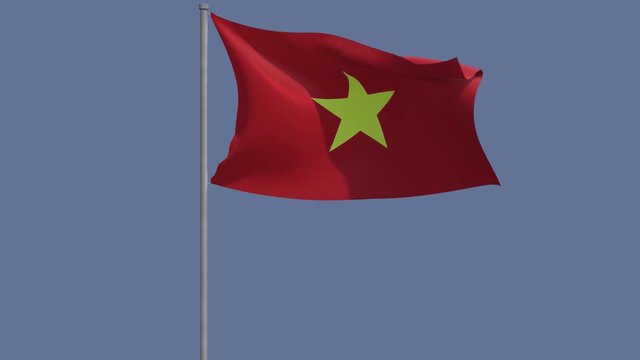Flag of Vietnam Waving in the Wind, loopable and with alpha channel embedded (4k/ProRes version only)