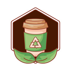 ecological bottle of beverage with natural leafs