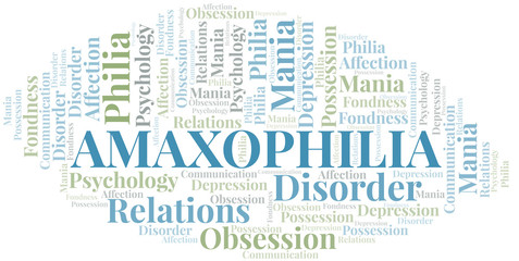 Obraz premium Amaxophilia word cloud. Type of Philia.