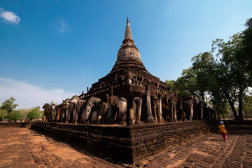 Obraz premium Ancient ruins of Ancient City In Sukhothai Over 700 years old