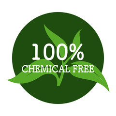 100% Chemical free  sign or stamp symbol.