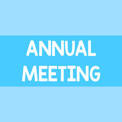 Obraz premium Writing note showing Annual Meeting. Business photo showcasing Yearly gathering of an organization interested shareholders Square rectangle paper sheet loaded with full creation of pattern theme.