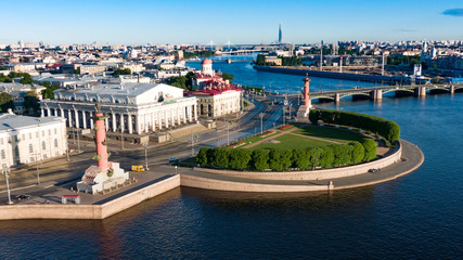 Aerial view of the spit of Vasilievsky island in Saint-Petersburg © wifesun