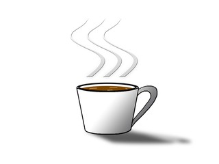 cup of coffee with smoke vector on white bbackground