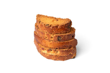 Crispy rusk isolated on white background.