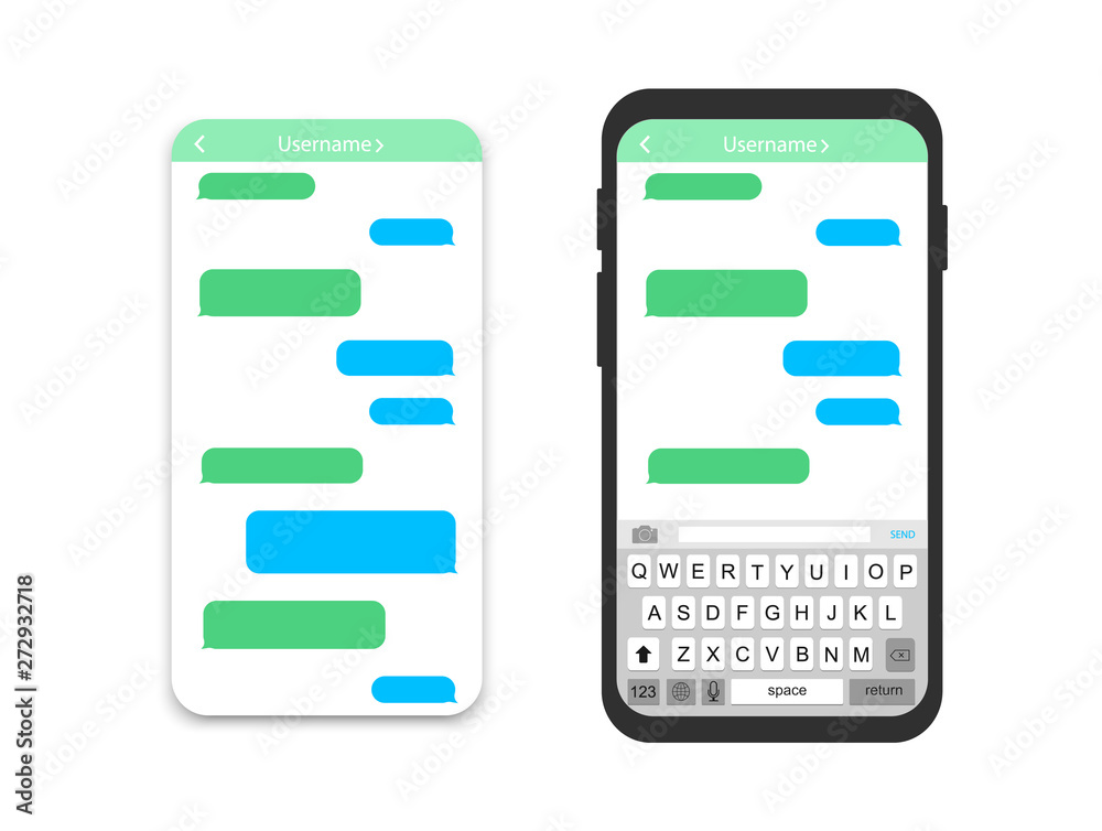 Poster mobile phone with message. empty messaging bubbles. interface chat.