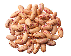 red kidney beans isolated on white background. top view