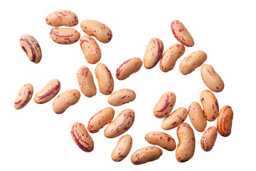 red kidney beans isolated on white background. top view