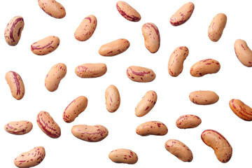 red kidney beans isolated on white background. top view