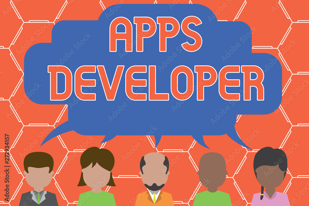 Poster writing note showing apps developer. business concept for graphic artist software programmer and ana