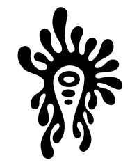 Black spot. Splash silhouette. Ink blot. Ethnic symbol.