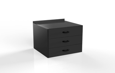 three shelf drawer isolated on white background. 3d Illustration