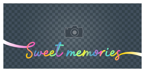 Collage of photo frame and Sign Sweet memories vector illustration, background