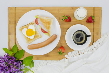 Breakfast with coffee cup and fruit