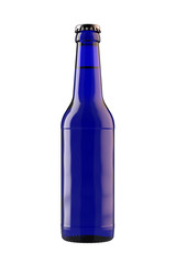Blue beer bottle Long Neck. 12oz (11 oz) or 355 ml (330 ml) volume. Isolated high resolution 3D render on white.