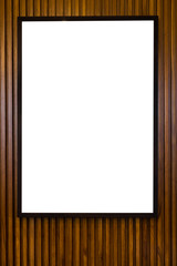 blank paper frames on wooden wall
